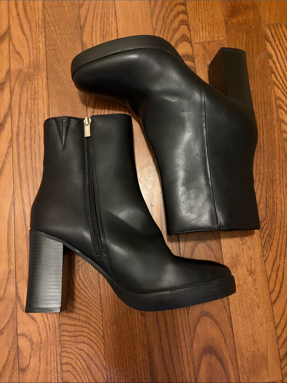 Platform Block Heel Ankle Boots in Black